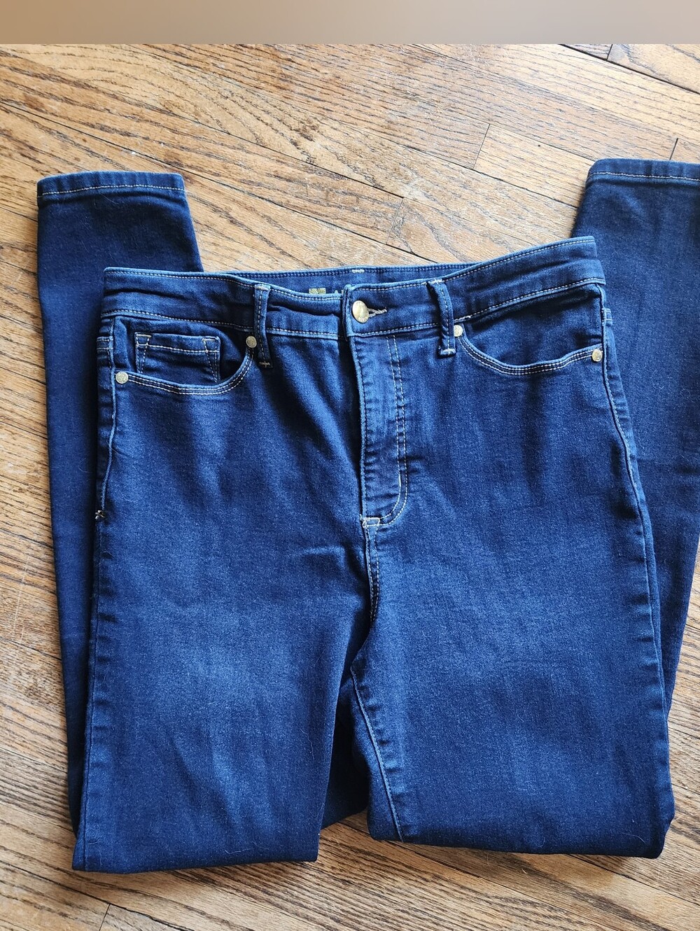 Anne Klein Women’s Size 8 High-Waisted Skinny Jeans Dark Blue Stretch